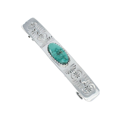Navajo Native American Turquoise Sterling Silver Hair Barrette X11299
